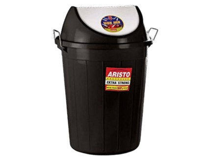 Black Swing Lid Dustbin – Plastic Bin for Office Use