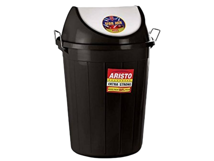 Black Swing Lid Dustbin – Plastic Bin for Office Use